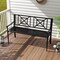 Costway Patio Garden Bench Steel Frame Park Yard Outdoor Furniture Porch Chair Black